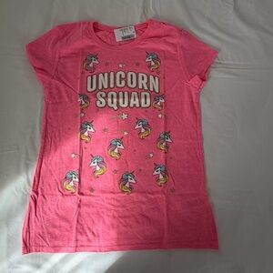 NWT: Girls Charm Pink cap sleeve Unicorn Squad Glitter T-Shirt (Large 10-12)
